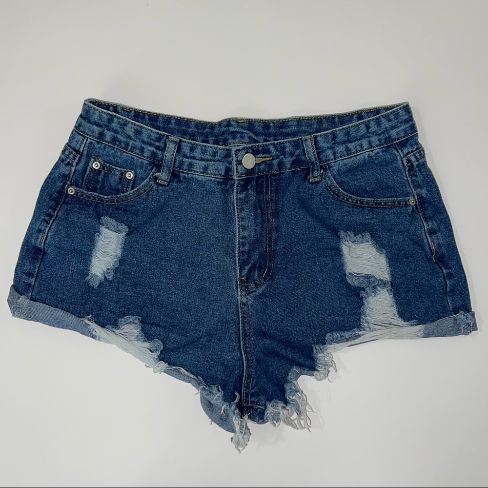 Shein Women’s Distressed Cuffed Hemline Shorts, Size L